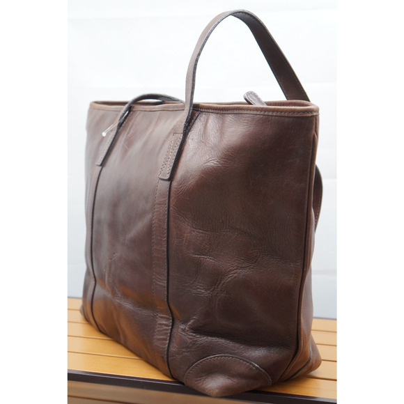 Mulholland Brothers Dark Brown Leather Shopper's Zippered Tote Bag - Picture 4 of 15
